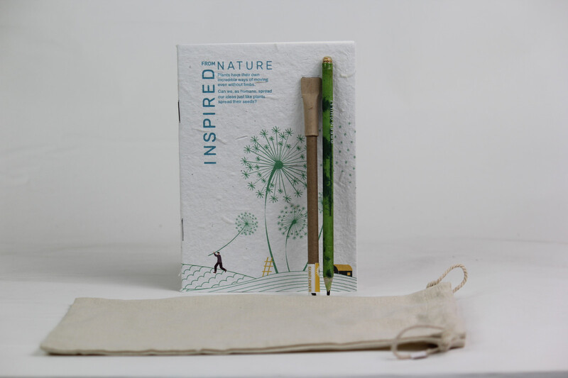 BUY RESPONSIBLY Plantable Starter Kit, 1 Plantable Notepad, 1 Seed Pen, 1 Seed Pencils 100% Eco Friendly Stationary Set with Biodegradable Cotton Pouch, 3 Peice