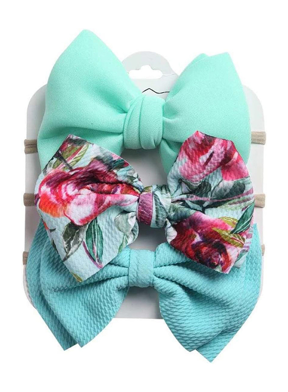 The Girl Cap Elastic Stretchable Nylon Hairbands for Baby Girl, 3 Piece, Mint