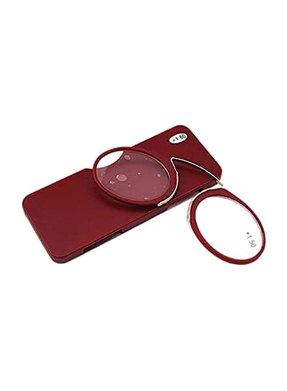 FindMyReader.com Full-Rim Round Red Nose Reading Glasses For Unisex, Transparent Lens, Power +2.5