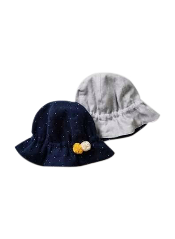 The Girl Cap All Season Sun Protection Cotton Polka Print Bucket Hat, 2-6 Years, Blue