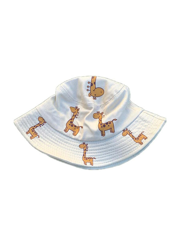 The Girl Cap All Season Sun Protection Cotton Giraffe Print Bucket Hat, 2-6 Years, Beige