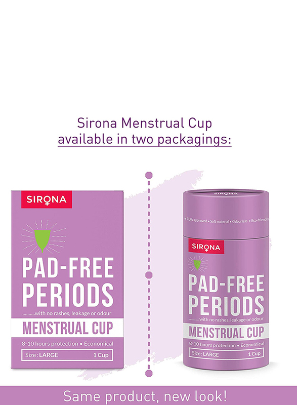 Sirona Reusable Menstrual Cup for Women with Pouch, Free Size