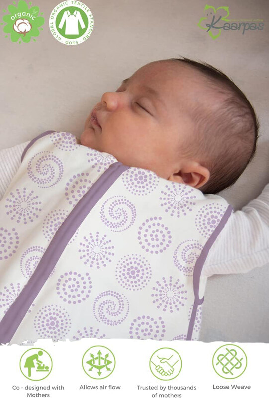 Buy Responsibly Organic Cotton 2- Layer Charming Patterns Circle Muslin Baby Sleeping Bag, KASB1016, Multicolour