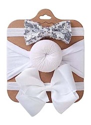 The Girl Cap Elastic Stretchable Headband For Baby Girls, 3 Pieces, White
