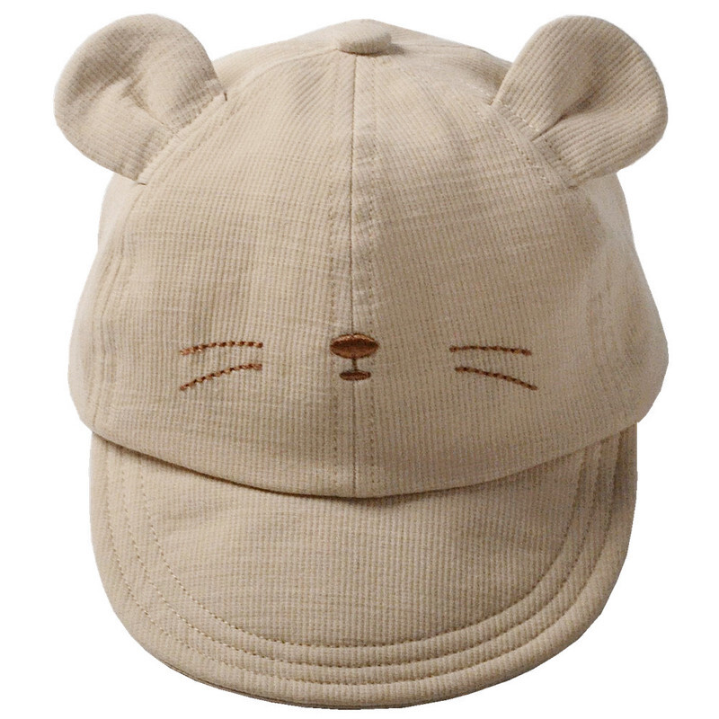 Wonder Kids durable cotton Kids Cap, Kitty Kids Caps are Perfect for Beach, Travelling and Outdoor activities, Cute Kitty design Easy to match with Clothing Styles, Beige