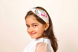 The Girl Cap Unicorn Beautiful & Elegant Design Stretchable Handmade Turban Headband, White