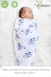 Buy Responsibly Certified Organic Cotton Muslin Sky Theme Of Moon & Parachute Baby Wrap Swaddle, 3-6 Months, Design 1