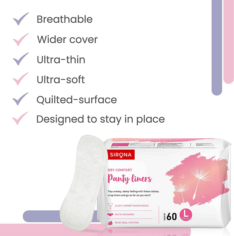 Sirona Dry Comfort Daily Use Panty Large Liners for Women, 120 Pieces