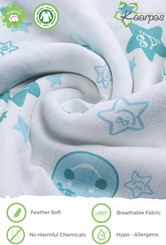 Buy Responsibly Premium Organic Cotton Muslin Sky Theme of Moon & Earth Baby Wrap Swaddle, 3-6 Months, Design 1