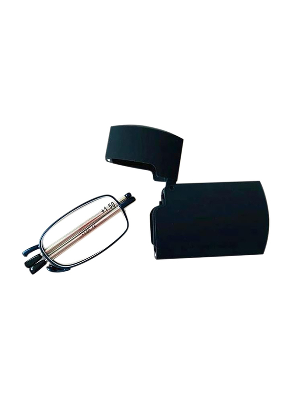 FindMyReader.com Full-Rim Rectangle Blue Folding Reading Glasses For Unisex, Transparent Lens, Power 2.0