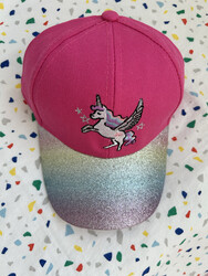 The Girl Cap durable cotton Kids Cap, Unicorn Kids Caps are Perfect for Beach, Travelling and Outdoor activities, Rainbow design Easy to match with Different Clothing Styles, Fuschia