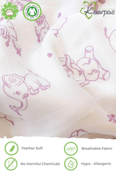 Buy Responsibly 2 Layered Cotton & Muslin Adorable Elephant Quilt Blanket, Design 1