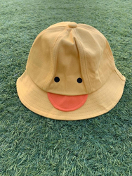 The Girl Cap All Season Sun Protection Cotton Smiley Print Bucket Hat, 2-6 Years, Yellow