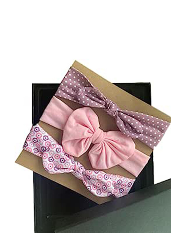 

The Girl Cap Elastic Headband for Baby Girls, Style#13, 3 Pieces, Multicolour