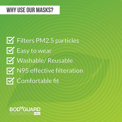 Bodyguard Reusable N95+PM2.5 Anti Pollution 5 Layer Face Mask, Large