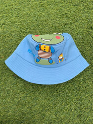 The Girl Cap All Season Sun Protection Cotton Cartoon Print Bucket Hat, 2-6 Years, Blue