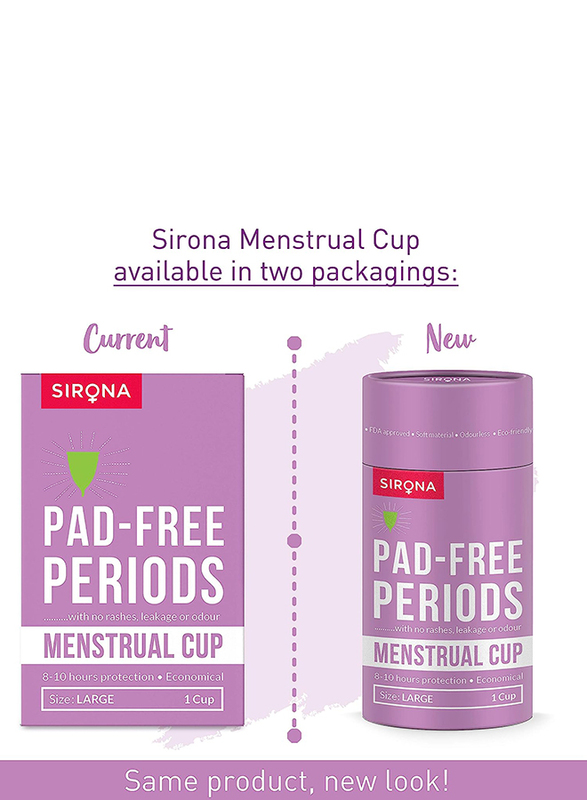 Sirona Reusable Menstrual Large Cup for Women with Pouch, 3 Pieces