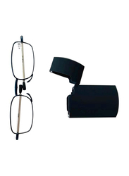 FindMyReader.com Full-Rim Rectangle Blue Folding Reading Glasses For Unisex, Transparent Lens, Power +2.5