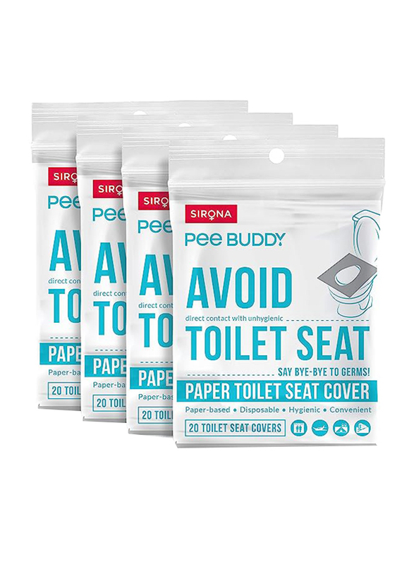 PeeBuddy Disposable Paper Toilet Seat Covers, 4 x 20 Piece