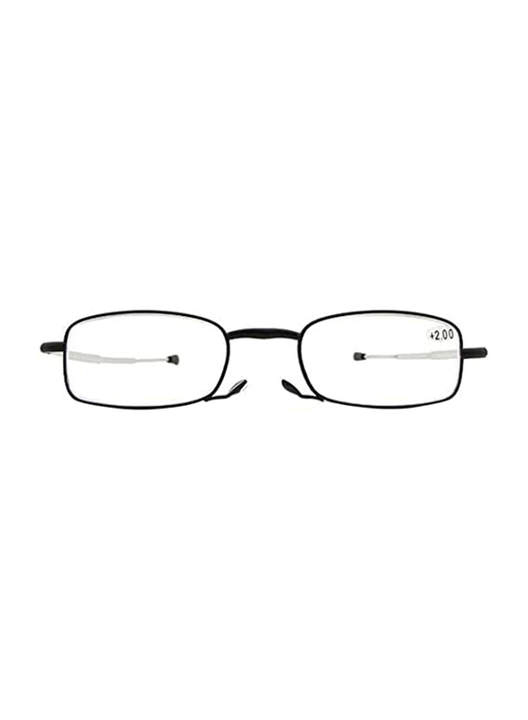 FindMyReader.com Full-Rim Rectangle Black Folding Reading Glasses For Unisex, Transparent Lens, Power 2.5