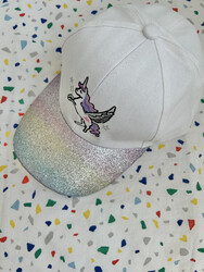 The Girl Cap durable cotton Kids Cap, Unicorn Kids Caps are Perfect for Beach, Travelling and Outdoor activities, Rainbow design Easy to match with Different Clothing Styles, White