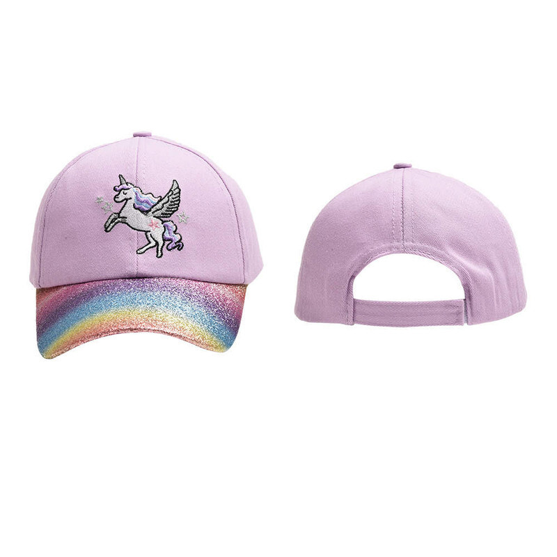 The Girl Cap durable cotton Kids Cap, Unicorn Kids Caps are Perfect for Beach, Travelling and Outdoor activities, Rainbow design Easy to match with Different Clothing Styles, Purple