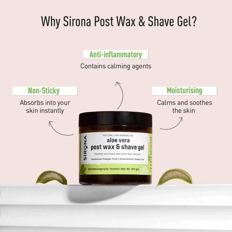 Sirona Natural Mineral Oil Free Post Shave Gel After Shaving Lotion for Unisex, 100g