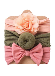 The Girl Cap Elastic Stretchable Nylon Hairbands for Baby Girl, 3 Piece, Orange/Green/Peach