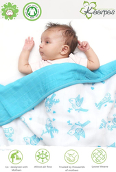 Buy Responsibly Premium Organic Cotton Muslin 3 Layered Quilt Blanket, Design 1