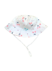 The Girl Cap All Season Sun Protection Cotton Cherries Print Bucket Hat, 2-6 Years, White