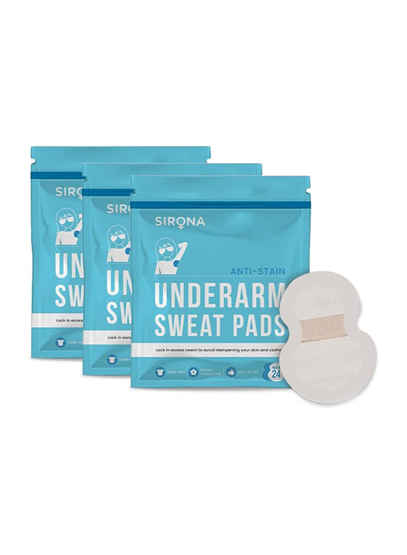 Sirona Disposable Underarm Sweat Medium Pads, 24 Pieces