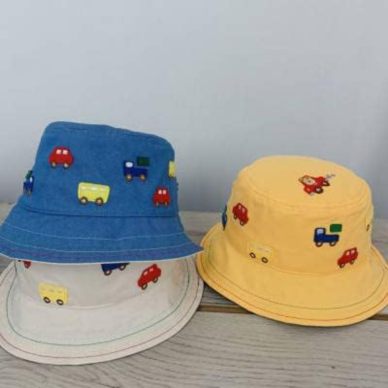 The Girl Cap All Season Sun Protection Cotton Cars Print Bucket Hat, 2-6 Years, Blue