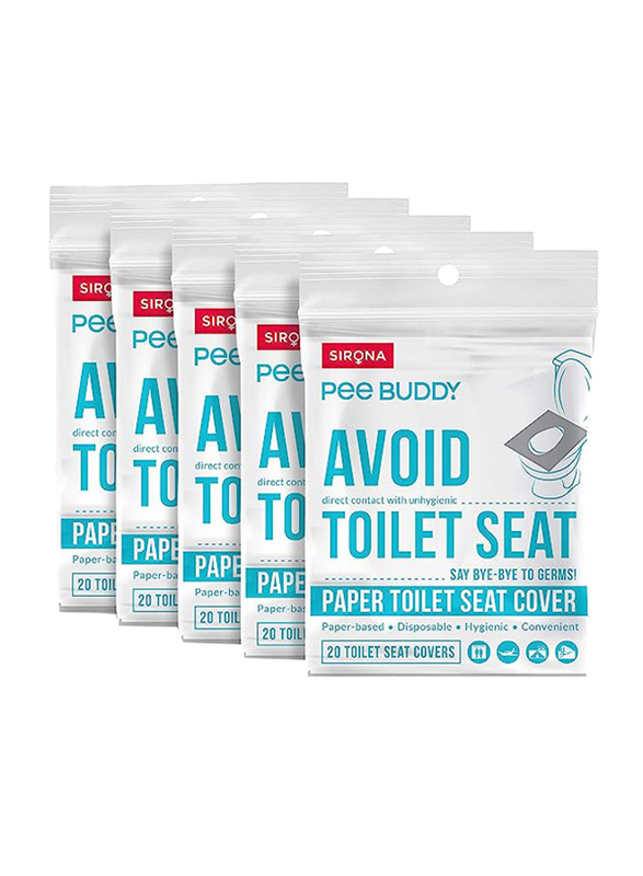 PeeBuddy Disposable Paper Toilet Seat Covers, 5 x 20 Piece