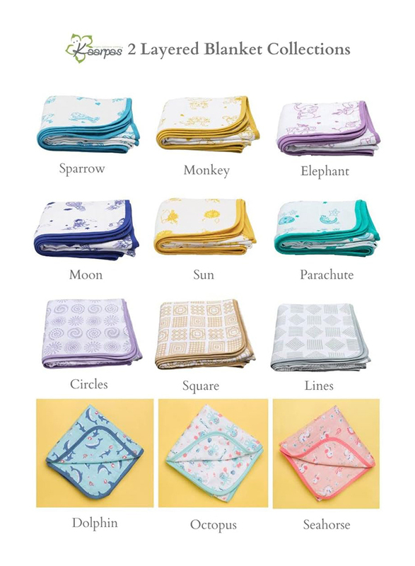 Buy Responsibly Premium Organic Cotton Into The Sky Sun Muslin 2 Layered Quilt Blanket, Design 1