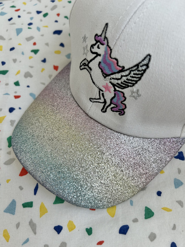 The Girl Cap durable cotton Kids Cap, Unicorn Kids Caps are Perfect for Beach, Travelling and Outdoor activities, Rainbow design Easy to match with Different Clothing Styles, White