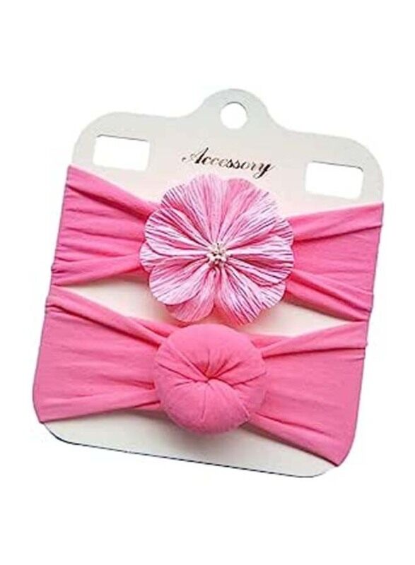 The Girl Cap Elastic Stretchable Headband For Baby Girls, 2 Pieces, Peach