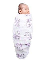 Buy Responsibly Cotton & Muslin Animal Theme of Elephant Baby Wrap Swaddle, 3-6 Months, Design 1