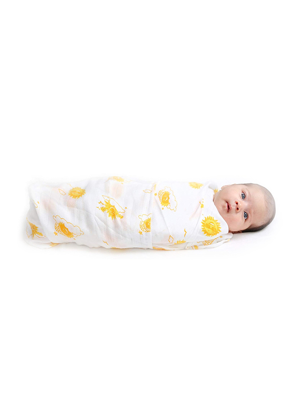 Kaarpas Organic Cotton Muslin Baby Wrap Swaddle, 0-24 Months, White