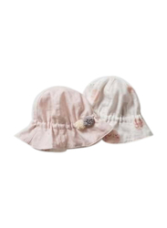 The Girl Cap All Season Sun Protection Cotton Polka Print Bucket Hat, 2-6 Years, Pink