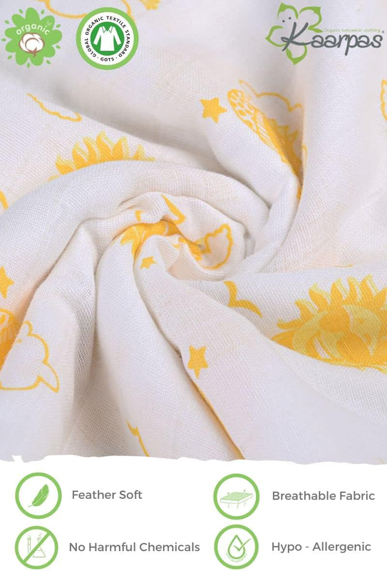 Buy Responsibly Premium Organic Cotton Muslin Sky Theme of Sun Baby Wrap Swaddle, 3-6 Months, Design 1