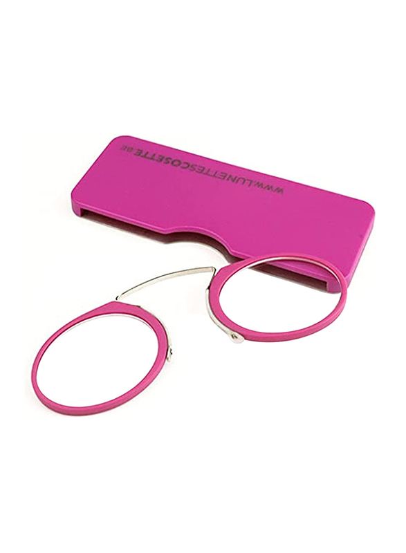 FindMyReader.com Full-Rim Round Purple Nose Reading Glasses For Unisex, Transparent Lens, Power +2.0