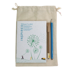 BUY RESPONSIBLY Plantable Starter Kit, 1 Plantable Notepad, 1 Seed Pen, 1 Seed Pencils 100% Eco Friendly Stationary Set with Biodegradable Cotton Pouch, 3 Peice