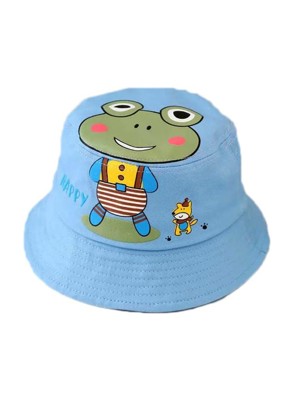 The Girl Cap All Season Sun Protection Cotton Cartoon Print Bucket Hat, 2-6 Years, Blue
