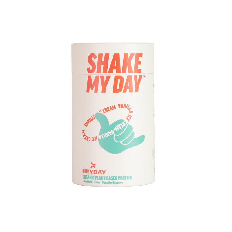 

Heyday Shake My Day Natural Plant-Based Organic Protein Powder (480g) Vanilla Flavour Nutrient-Rich with Probiotics Ideal for Smoothies & Shakes Musc