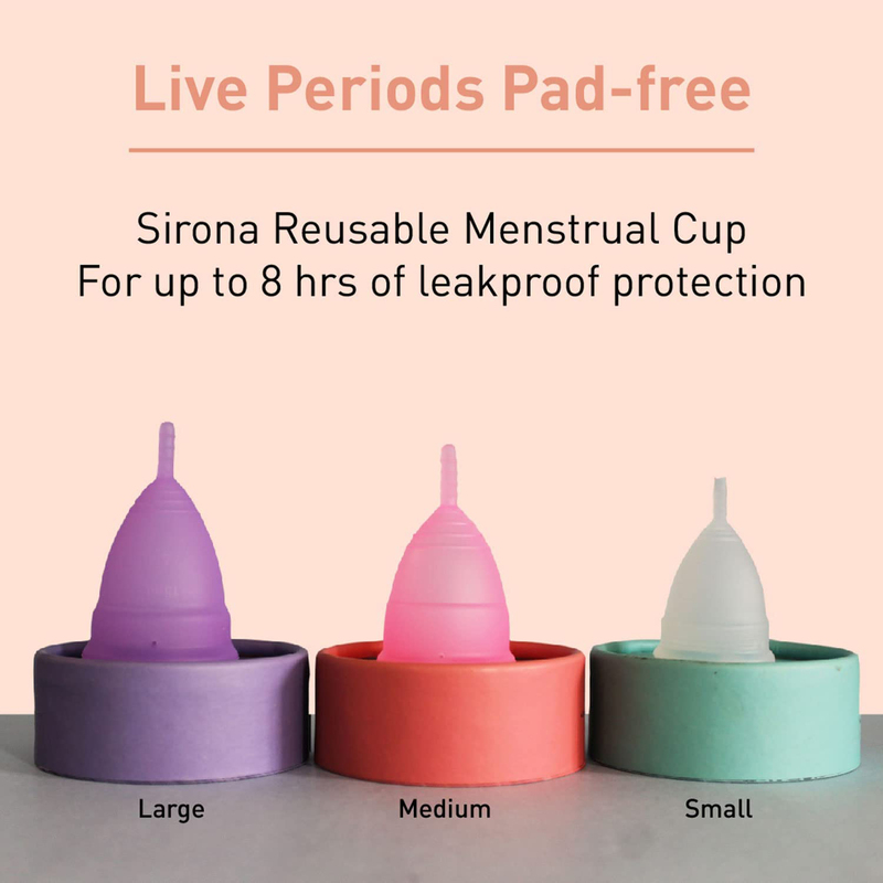 Sirona Pro Reusable Menstrual Cup for Women with Pouch, Medium