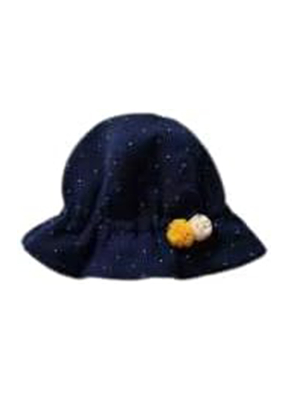 The Girl Cap All Season Sun Protection Cotton Polka Print Bucket Hat, 2-6 Years, Blue