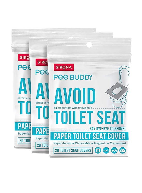 PeeBuddy Disposable Paper Toilet Seat Covers, 3 x 20 Piece