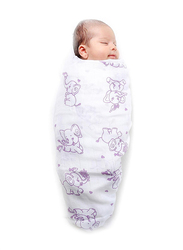 Buy Responsibly Premium Organic Cotton Muslin Animal Theme Of Elephant Baby Wrap Swaddle, 3-6 Months, Design 1