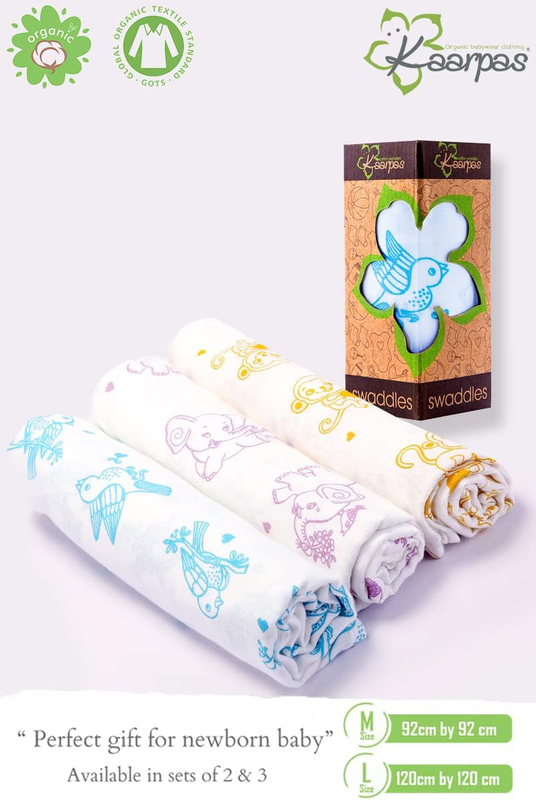 Buy Responsibly Cotton & Muslin Animal Theme of Elephant Baby Wrap Swaddle, 3-6 Months, Design 1