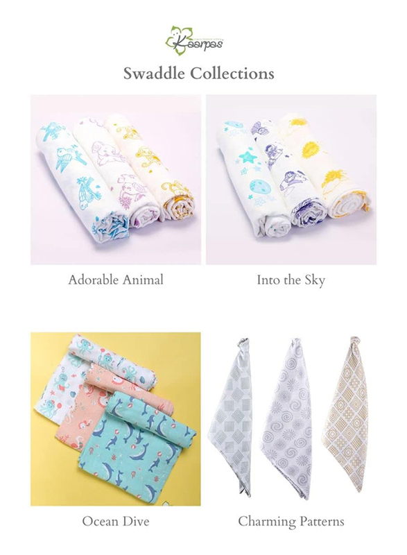 Buy Responsibly Premium Organic Cotton Muslin Sky Theme of Moon & Earth Baby Wrap Swaddle, 3-6 Months, Design 1